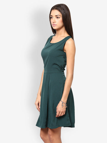 Eavan Green Polka Dot Print Dress
