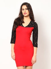 Eavan Red &amp; Black Bodycon Dress