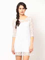 Eavan White Lace Shift Dress