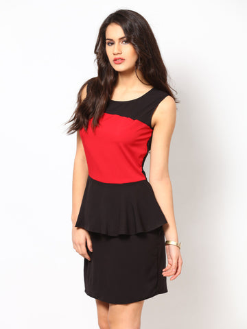 Eavan Black &amp; Red Peplum Dress