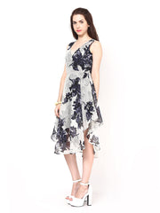 Eavan Off White Printed Fit &amp; Flare Dress
