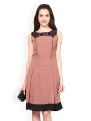Eavan Light Brown Fit &amp; Flare Dress