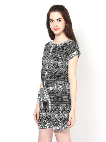 Eavan Women Black Printed Playsuit