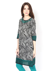 Eavan Women Black &amp; White Printed Kurta