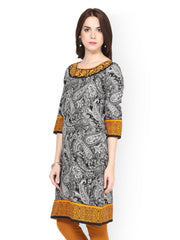 Eavan Women Black &amp; White Printed Kurta