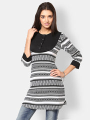 Eavan Women Black &amp; White Printed Kurti