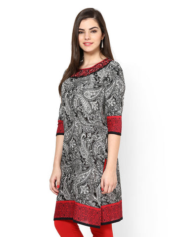 Eavan Women Black &amp; White Printed Kurta
