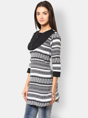 Eavan Women Black &amp; White Printed Kurti