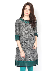 Eavan Women Black &amp; White Printed Kurta