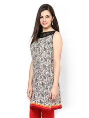 Eavan Women White &amp; Black Printed Kurta