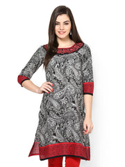 Eavan Women Black &amp; White Printed Kurta