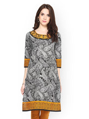 Eavan Women Black &amp; White Printed Kurta