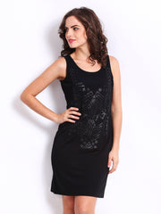 Elle Black Glitter Print Jersey Dress
