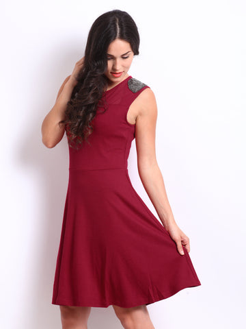 Elle Red Fit &amp; Flare Dress