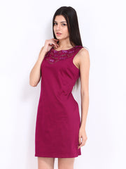 Elle Magenta Sequinned Tailored Dress