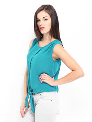 Elle Women Turquoise Blue Essential Sheer Top