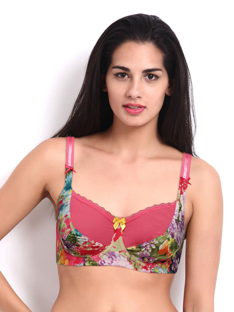 Enamor Pink Printed Bra FB15