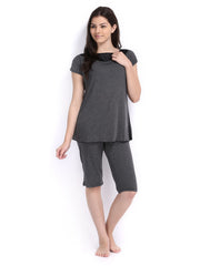 Enamor Women Grey Melange Lounge Set TP58