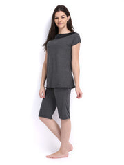 Enamor Women Grey Melange Lounge Set TP58