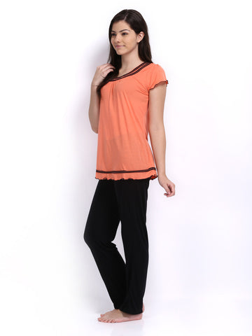 Enamor Women Orange &amp; Black Lounge Set TP21