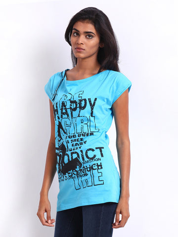 Espresso Women Blue Printed Top