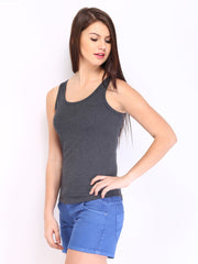 Espresso Women Charcoal Grey Melange Tank Top