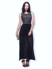 FabAlley Black Lace Damsel Maxi Dress