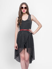 FabAlley Black Printed High-low Dress