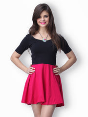 FabAlley Black &amp; Pink Skater Dress