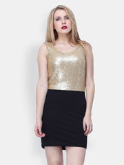 Black &amp; Golden Sequined Bodycon Dress