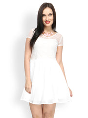 FabAlley White Fit &amp; Flare Dress