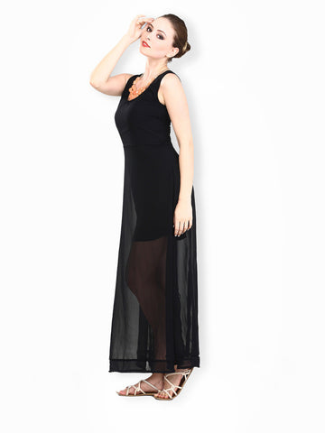 FabAlley Black Sheer Glory Maxi Dress
