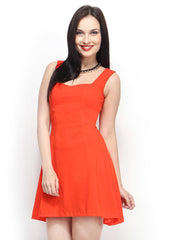 FabAlley Orange Fit &amp; Flare Dress