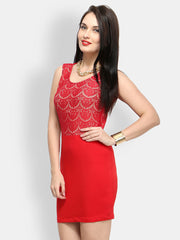 FabAlley Red Lace Bodycon Dress