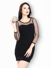 FabAlley Black Mesh Maze Bodycon Dress