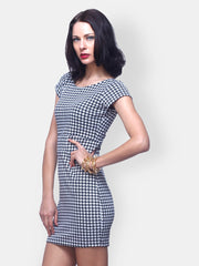 FabAlley Black &amp; White Houndstooth Printed Bodycon Dress
