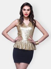 FabAlley Black &amp; Golden Peplum Dress