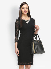 FabAlley Black Lace Bodycon Dress