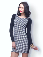 FabAlley Black &amp; White Printed Bodycon Dress