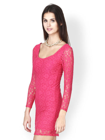 FabAlley Pink Lace Shift Dress