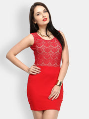 FabAlley Red Lace Bodycon Dress
