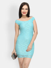 FabAlley Blue Lace Bodycon Dress