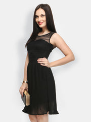 FabAlley Black Lace Fit &amp; Flare Dress