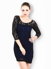 FabAlley Black Lace Back Bite Bodycon Dress