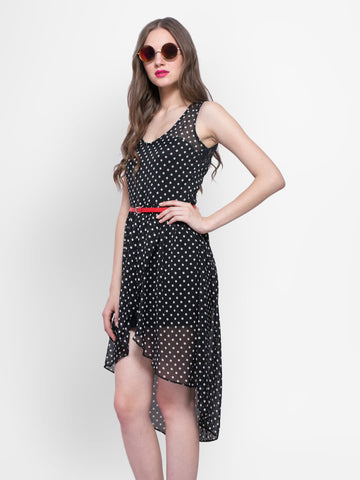 FabAlley Black Printed High-low Dress