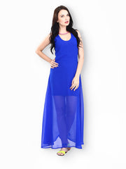 FabAlley Blue Sheer Glory Maxi Dress