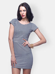 FabAlley Black &amp; White Houndstooth Printed Bodycon Dress