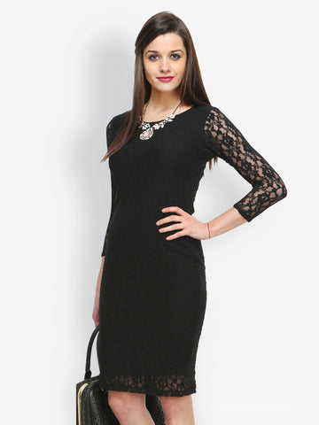 FabAlley Black Lace Bodycon Dress