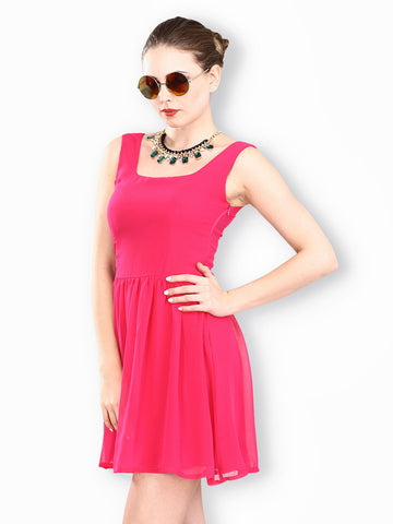FabAlley Pink Sugar Crush Fit &amp; Flare Dress