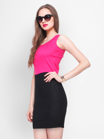 FabAlley Pink &amp; Black Sheath Dress